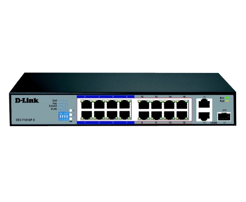 d-link DGS-F1018P-E   16GE PoE + 2 SFP Ports 250m PoE Switch