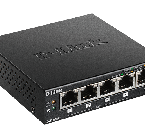 D-LINK DGS-1005P 5-Port Desktop Gigabit PoE+ Switch