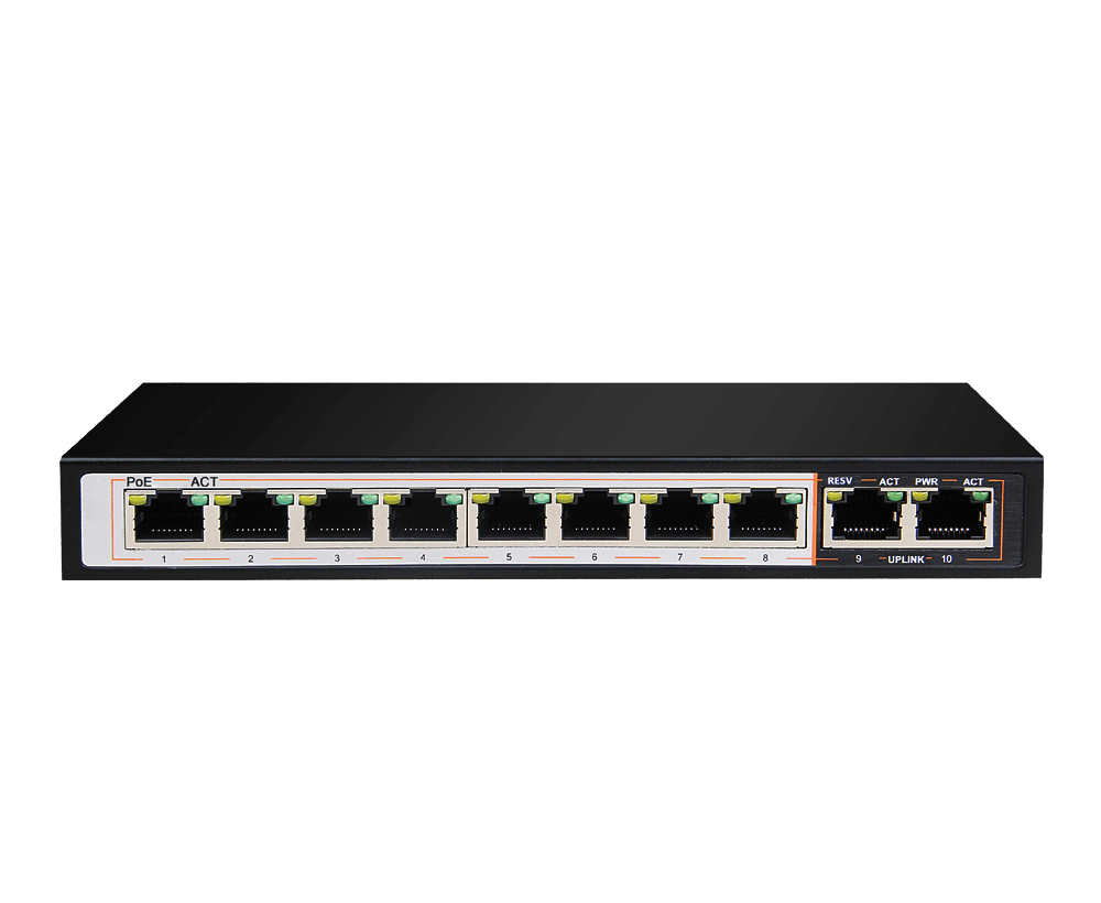 D-Link / DGS-F1010P-E / 8 port POE Gigabit ( 8 Port + 96 Watt ) Long Range 250M + 2 Uplink Port Switch